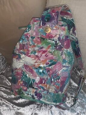 Brahmin Allie Sling Backpack Daylily Watercolor Floral Melbourne Leather